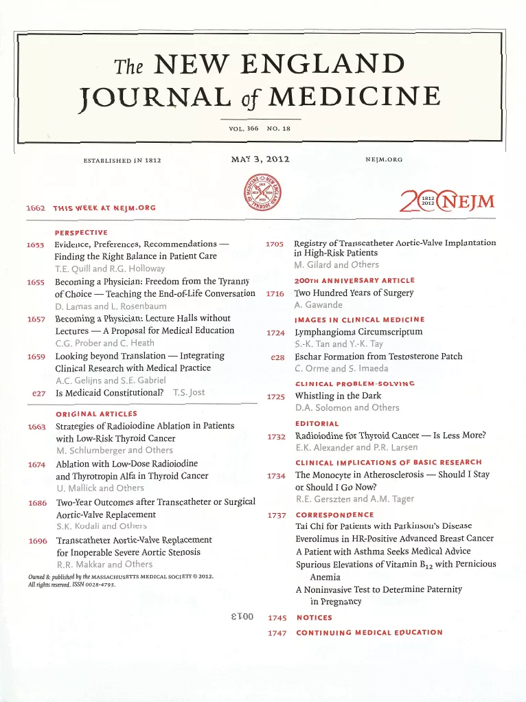 New England Journal of Medicine Magazine Cover